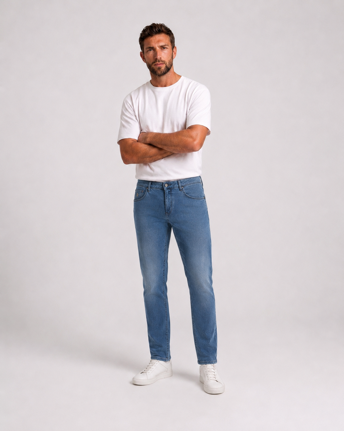 Stefano Ricci Comfort Fit Light Wash Stretch Denim Jeans – Italian Luxury