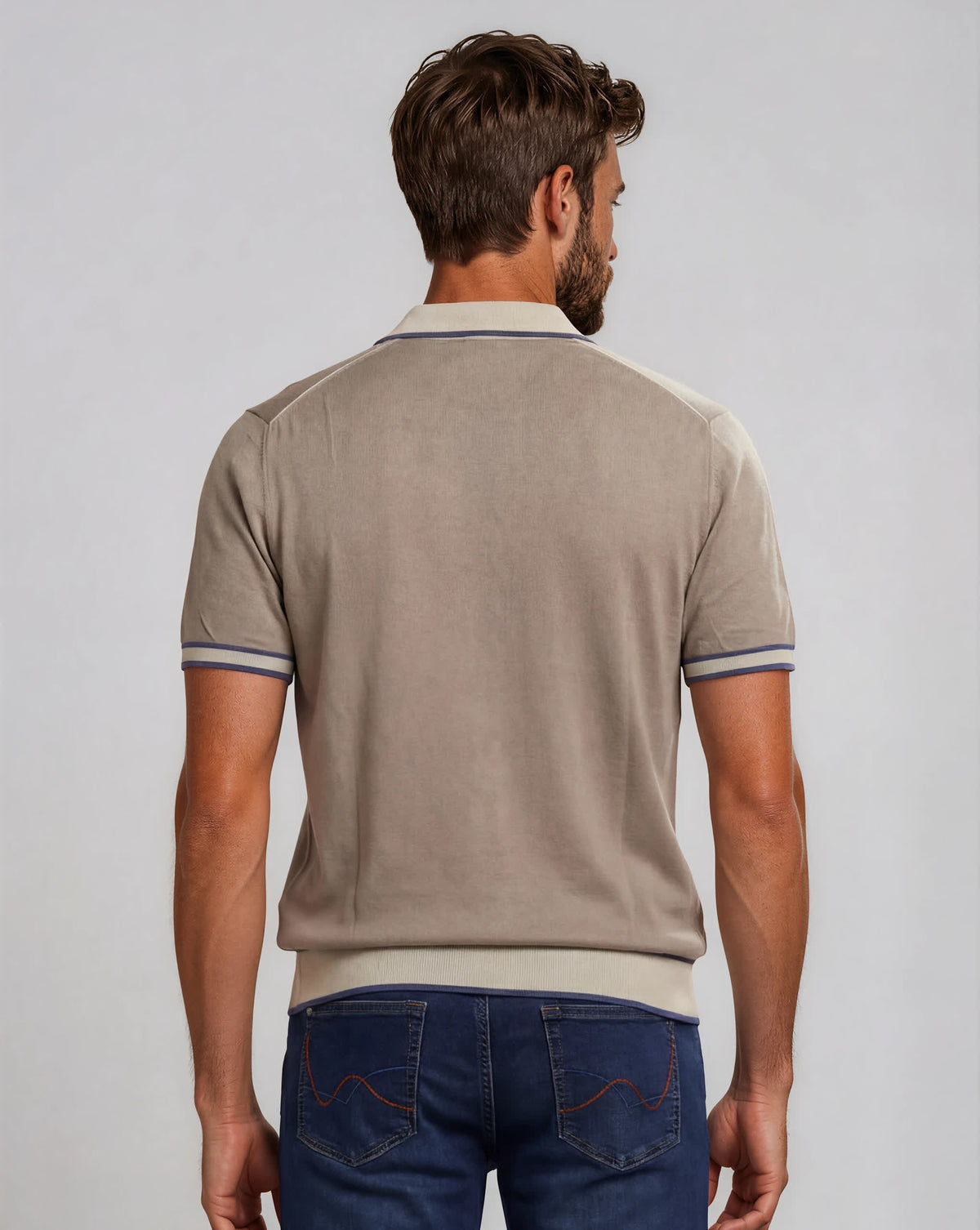 Stefano Ricci Silk Polo Shirt Zip Neck Contrast Collar