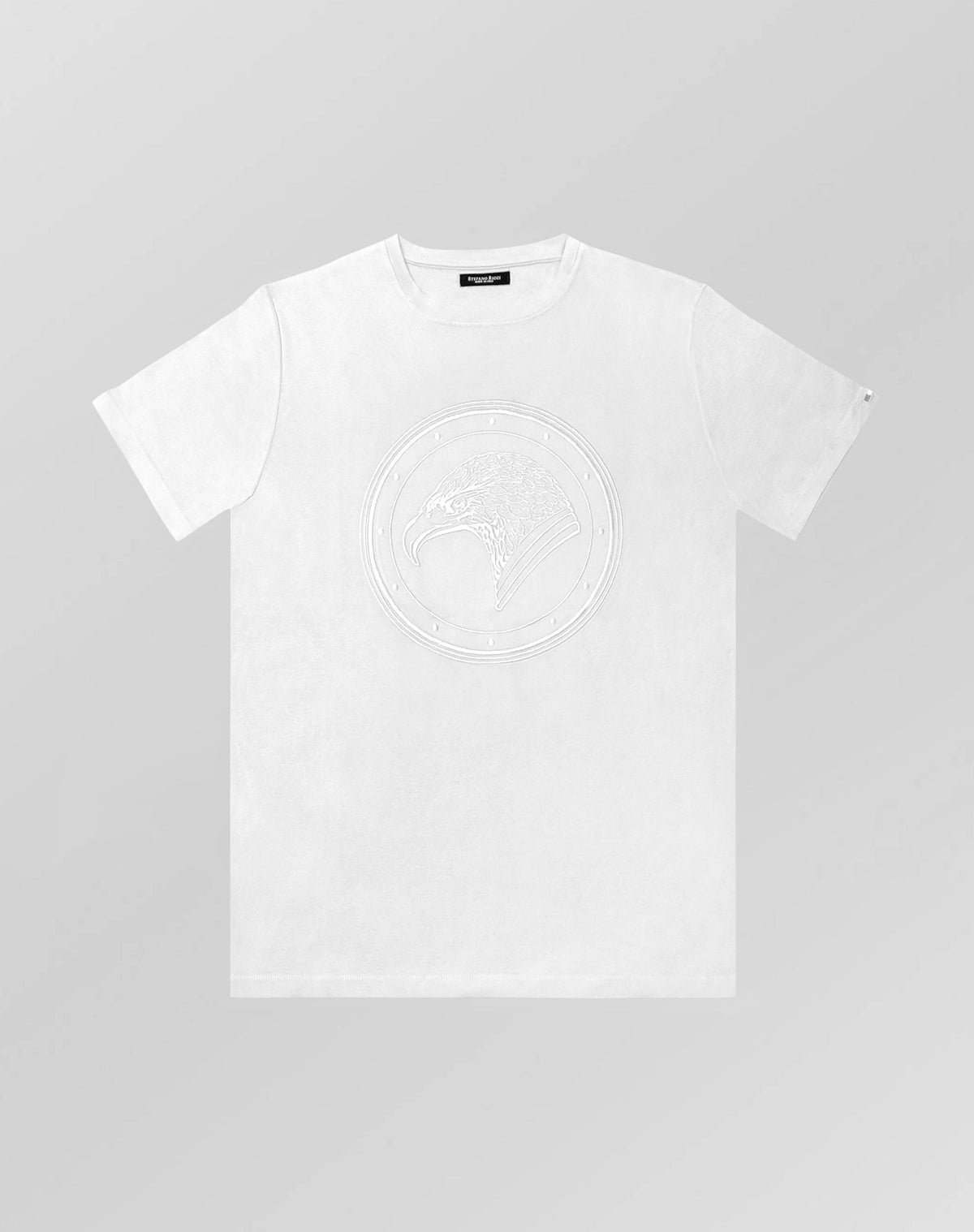 Stefano Ricci Silk Cotton T-Shirt with Eagle Embroidery | White