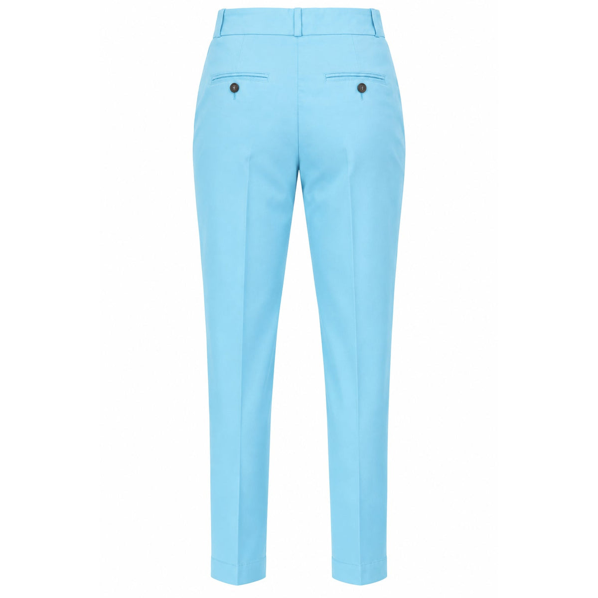 Peserico Light Blue Mid Rise Leather Trim Tapered Twill Trousers