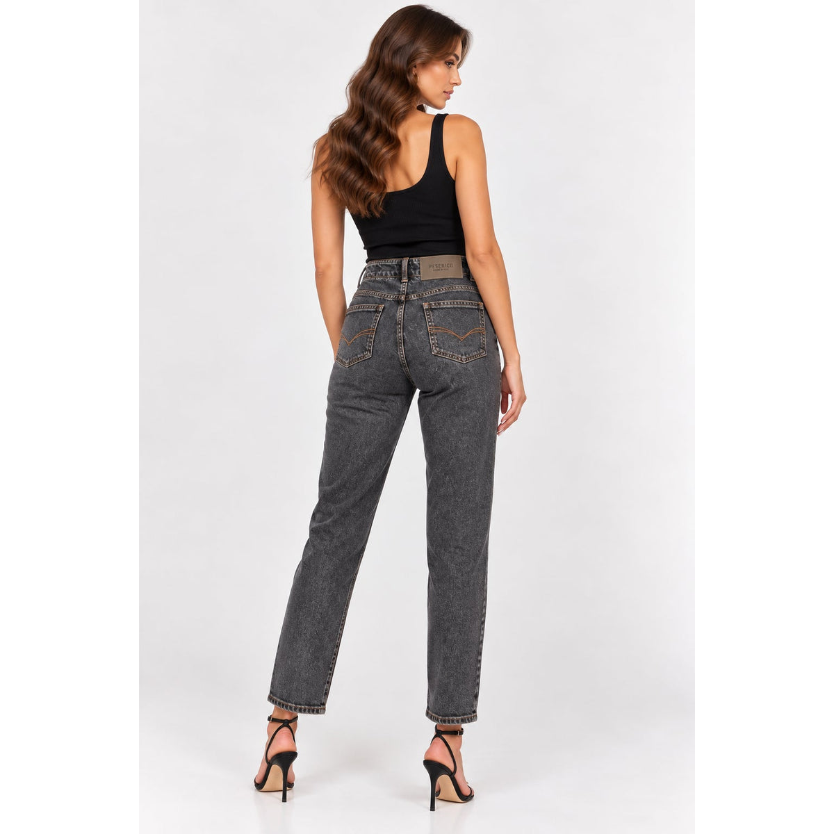 Peserico Gray Stonewashed Cropped Mid Rise Skinny Jeans