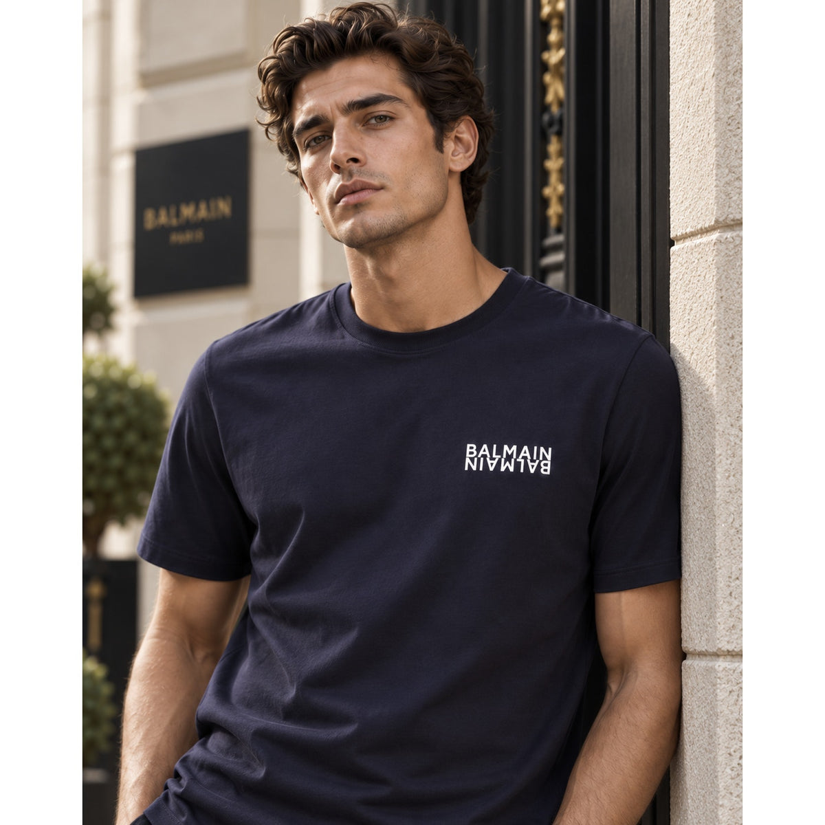 Balmain Black Short Sleeve Logo Print T Shirt