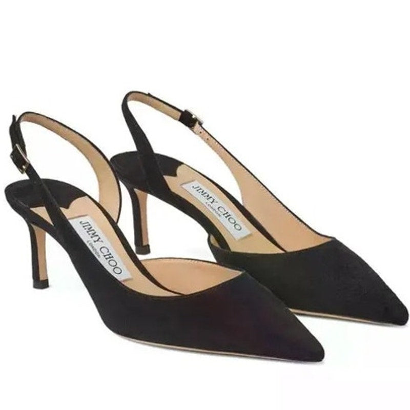 Jimmy Choo Black 60mm Lenora Suede Slingback Pumps
