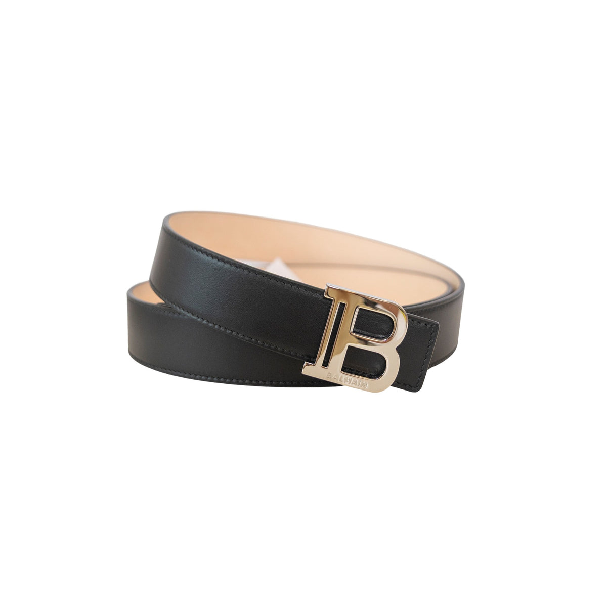 Balmain Black Leather B Buckle Belt