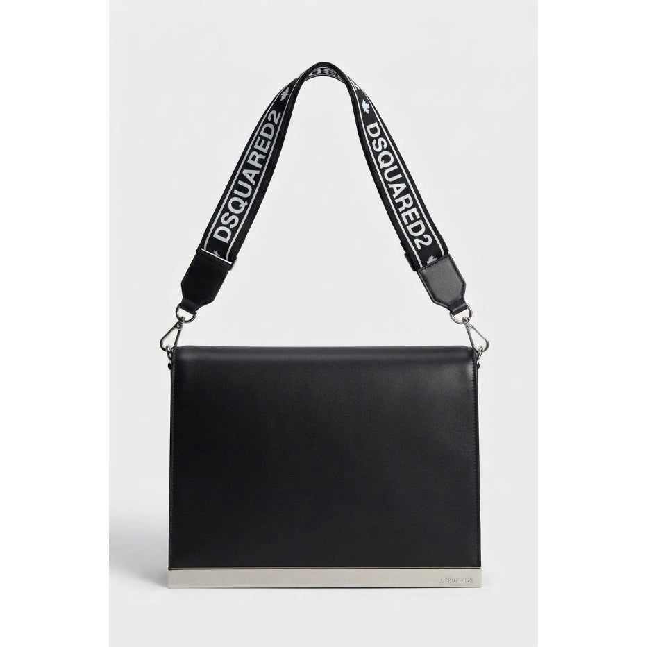 Dsquared2 Black Logo Strap Leather Crossbody Bag