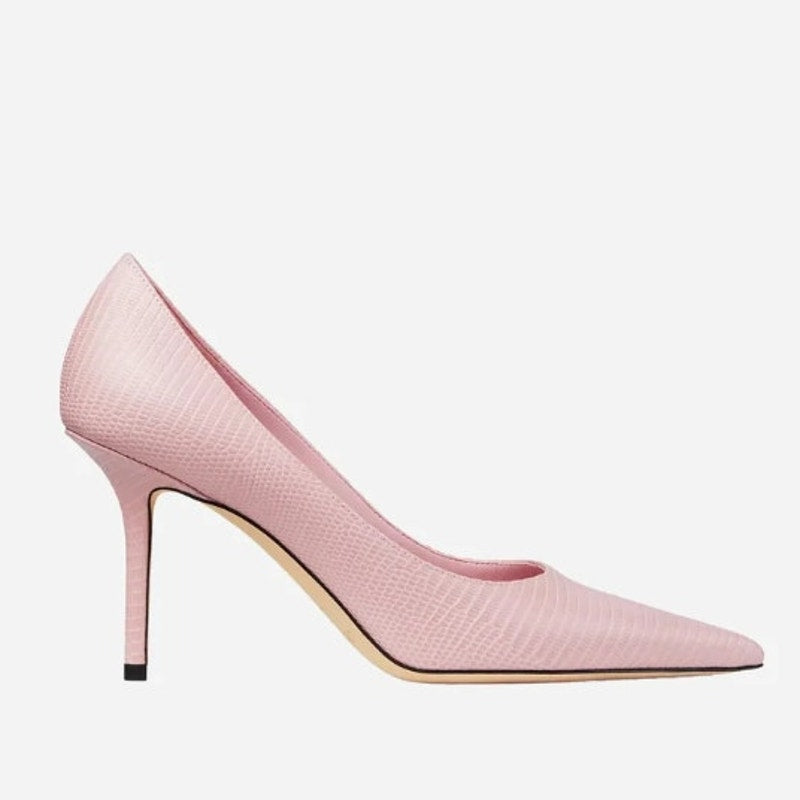 Jimmy Choo Pink Love 85 Lizard Embossed Leather Pumps
