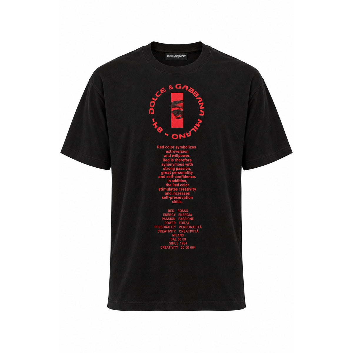 Dolce & Gabbana Black Hot Animalier Red Letter Logo T Shirt